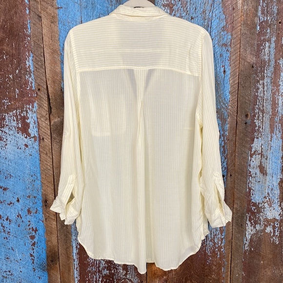 New Leaf White & Yellow Striped Button Down Shirt - Picture 7 of 8